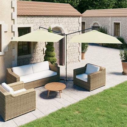 Garden Parasol | Sand | Polyester, Powder-Coated Steel | Double
