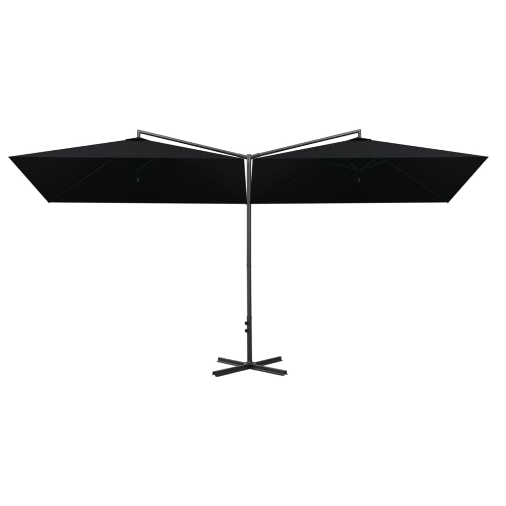 Garden Parasol | Black | Powder-coated steel | Large | Foldable