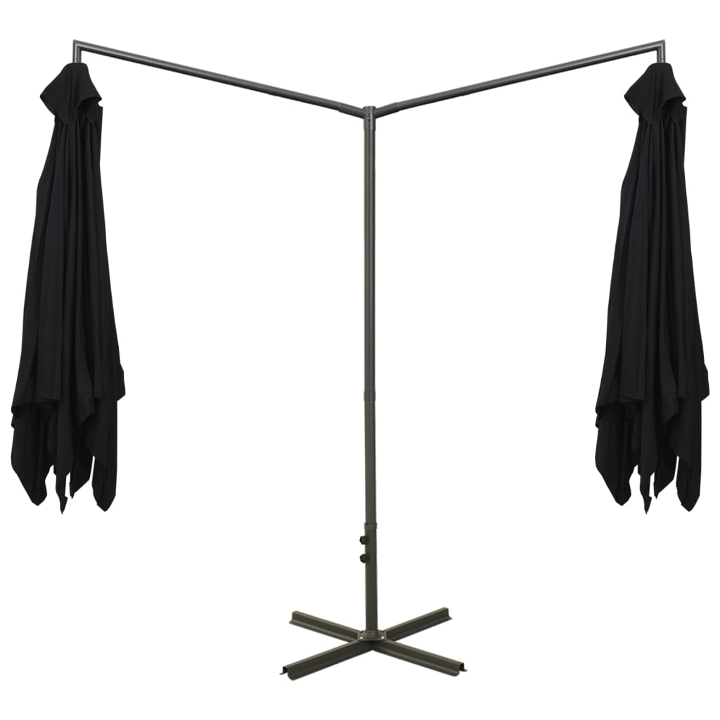 Garden Parasol | Black | Powder-coated steel | Large | Foldable