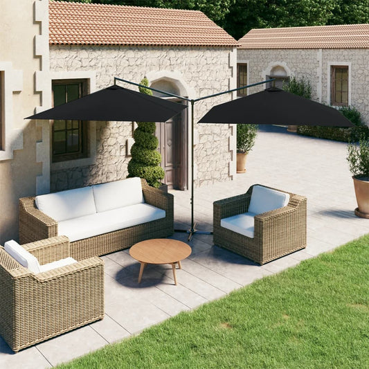 Garden Parasol | Black | Powder-coated steel | Large | Foldable
