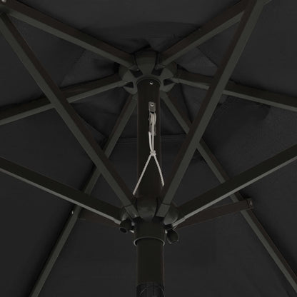 Garden Parasol with LED Lights Black 200x211 cm Aluminium