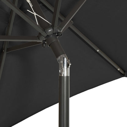 Garden Parasol with LED Lights Black 200x211 cm Aluminium