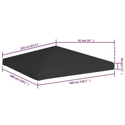 Gazebo Top Cover 270 g/m² 3x3 m Black