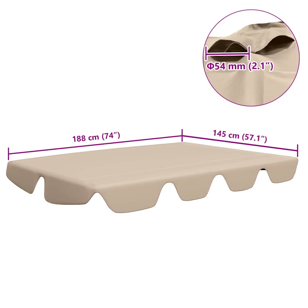 Replacement Canopy for Garden Swing Beige 188/168x145/110 cm
