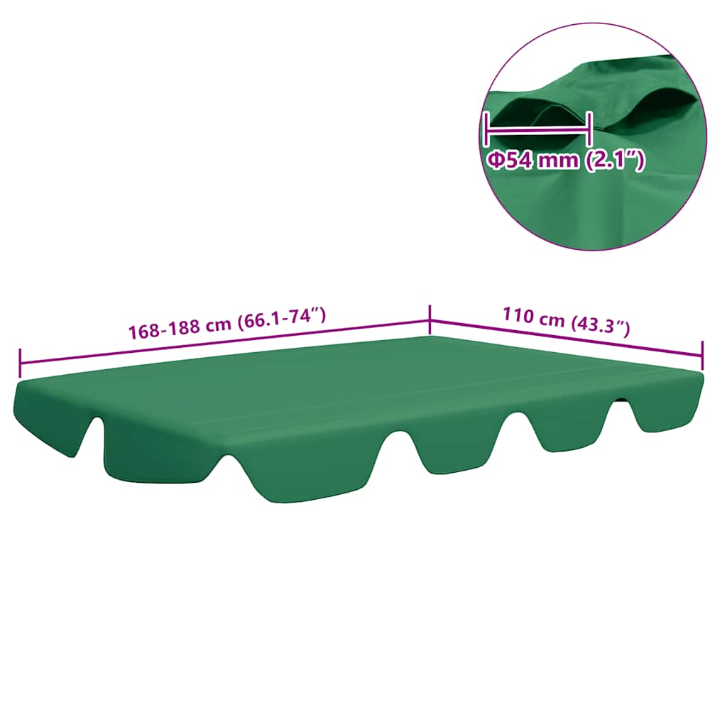 Replacement Canopy for Garden Swing Green 188/168x145/110 cm