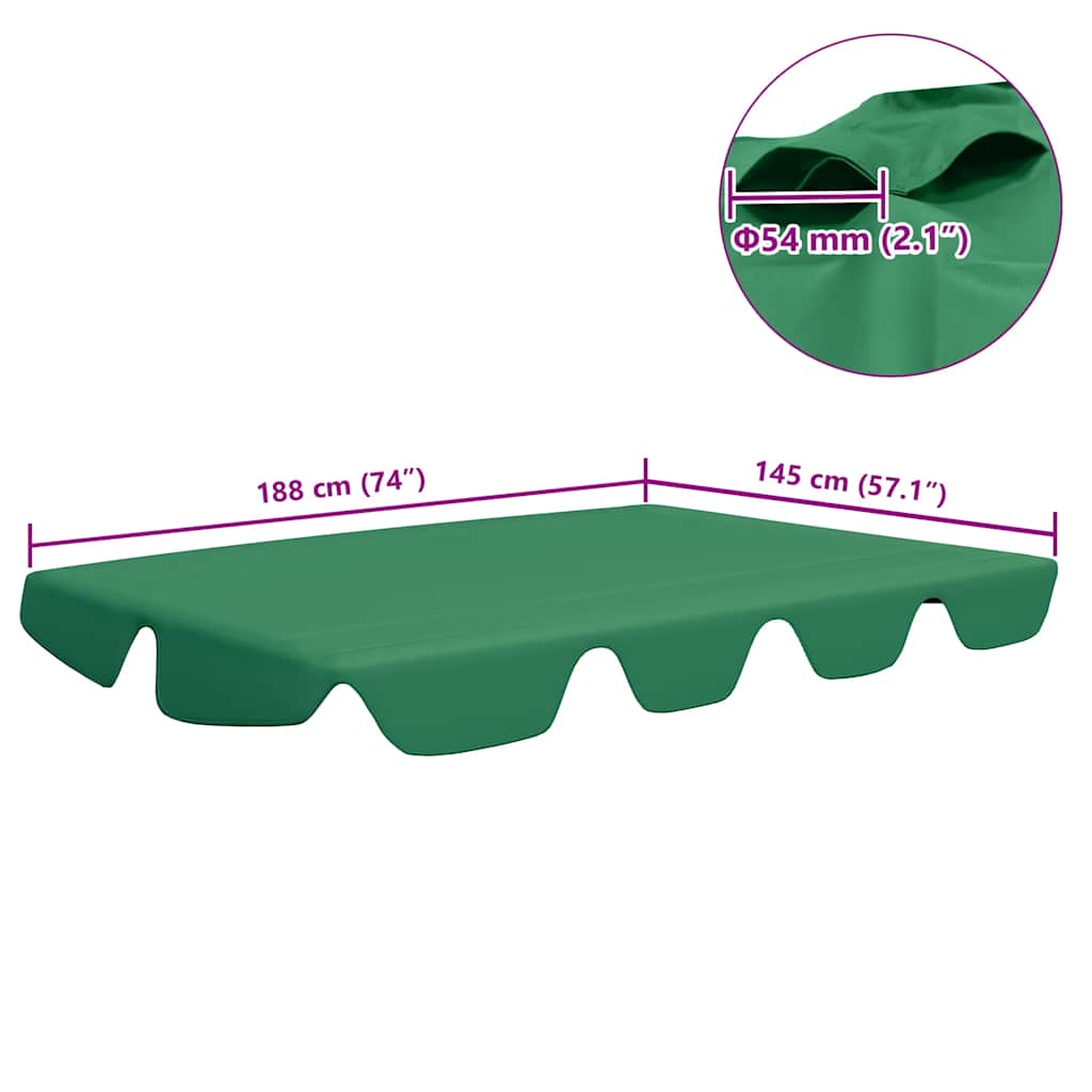 Replacement Canopy for Garden Swing Green 188/168x145/110 cm
