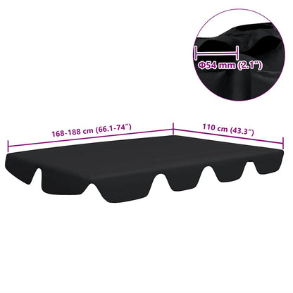 Replacement Canopy for Garden Swing Black 188/168x145/110 cm