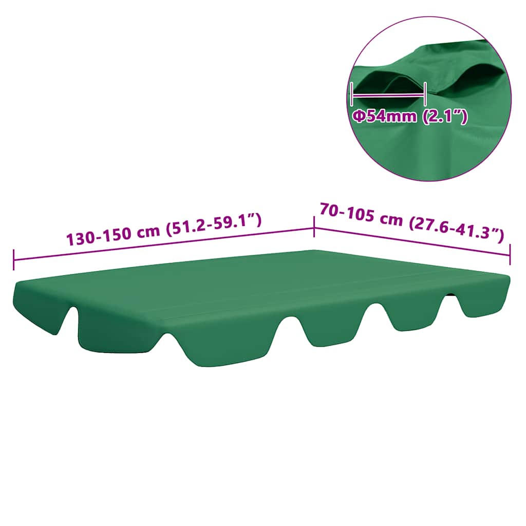 Replacement Canopy for Garden Swing Green 150/130x105/70 cm