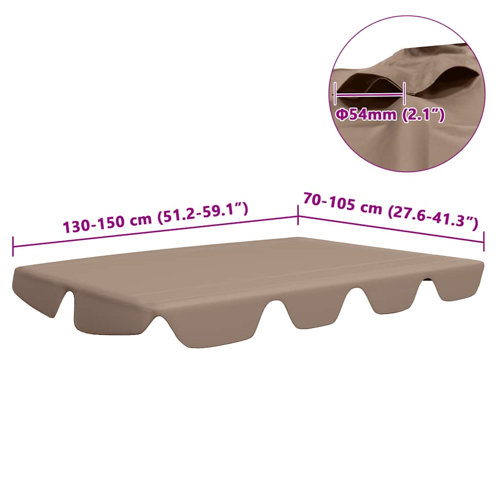 Replacement Canopy for Garden Swing Taupe 150/130x105/70 cm