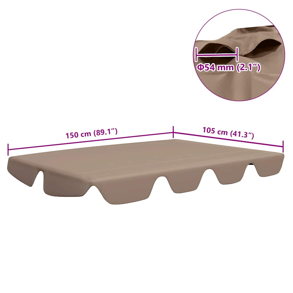 Replacement Canopy for Garden Swing Taupe 150/130x105/70 cm