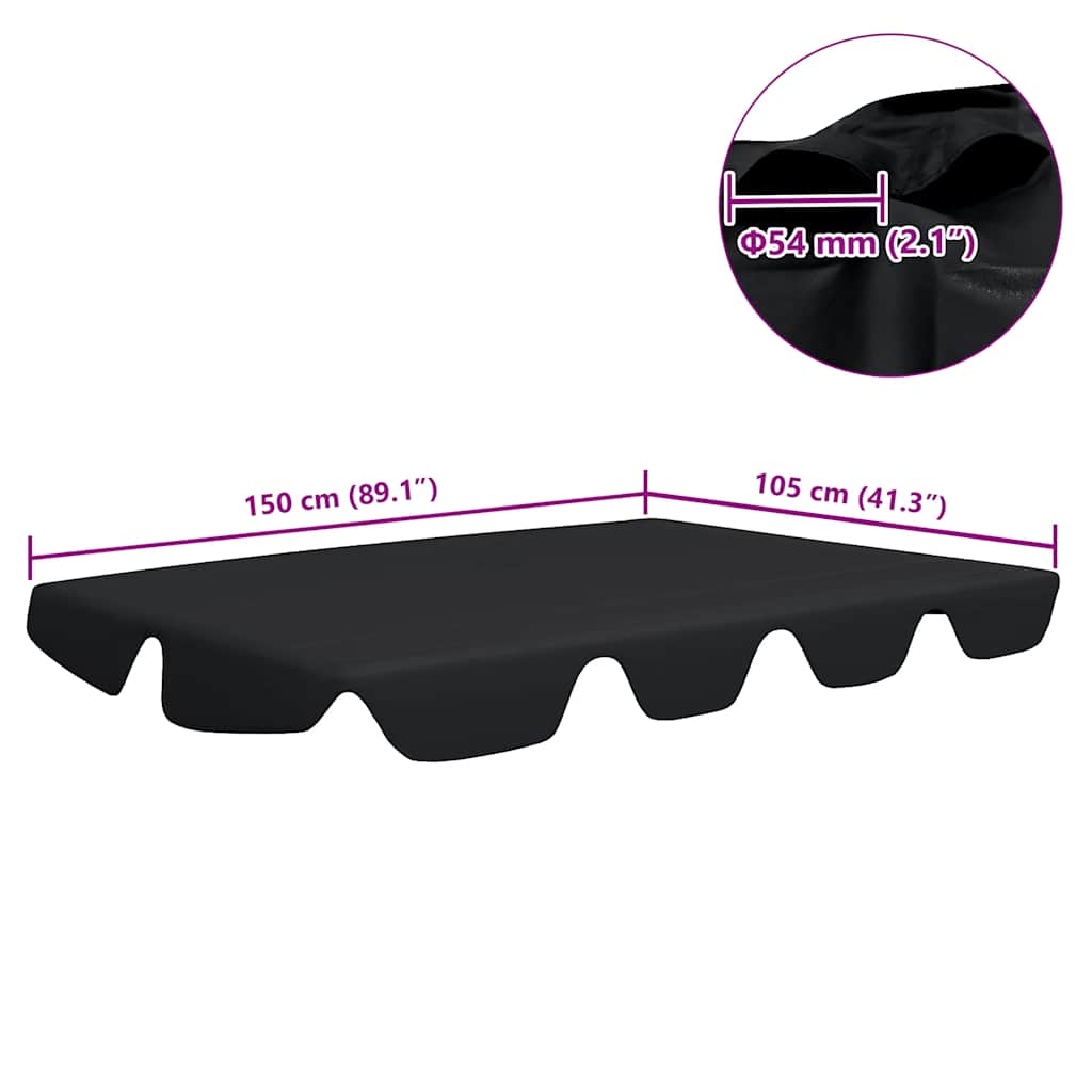 Replacement Canopy for Garden Swing Black 150/130x105/70 cm