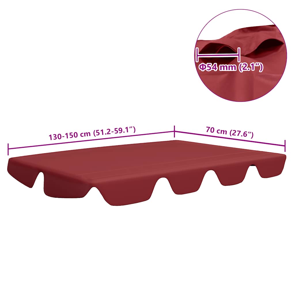 Replacement Canopy for Garden Swing Wine Red 150/130x105/70 cm