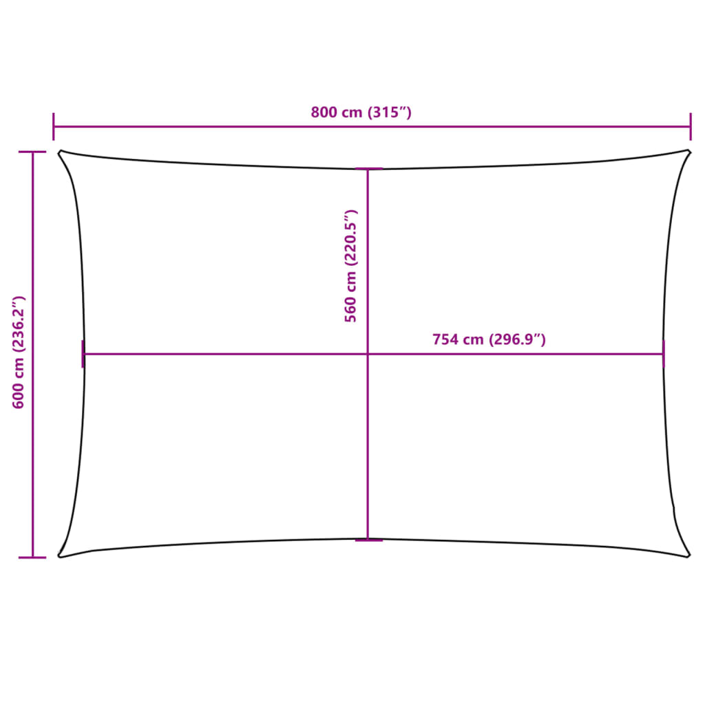 Sunshade Sail Oxford Fabric Rectangular 6x8 m Beige