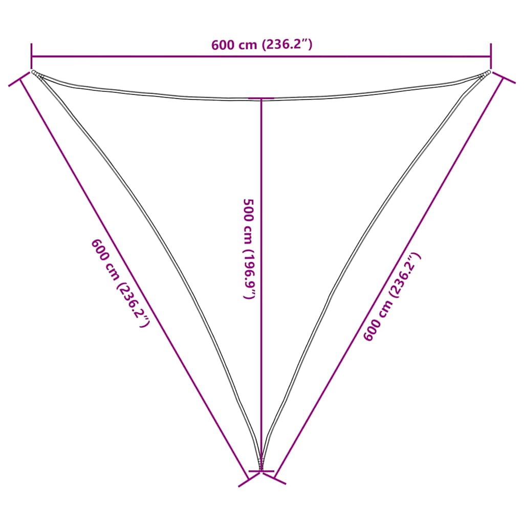135240 vidaXL Sunshade Sail Oxford Fabric Triangular 6x6x6 m Cream