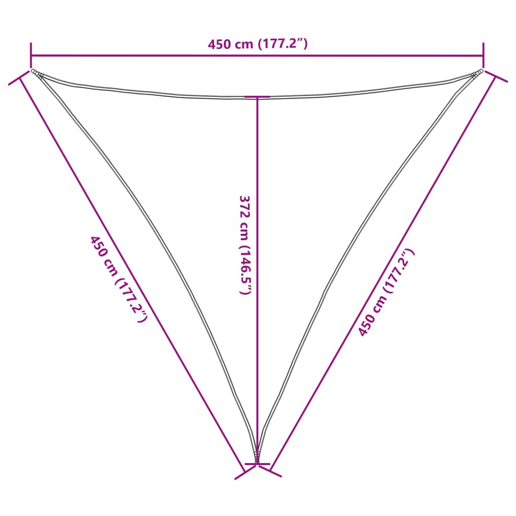 Sunshade Sail Oxford Fabric Triangular 4.5x4.5x4.5 m Red
