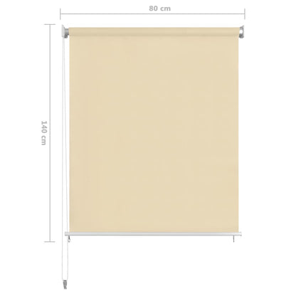 Outdoor Roller Blind Cream 80x140 cm HDPE