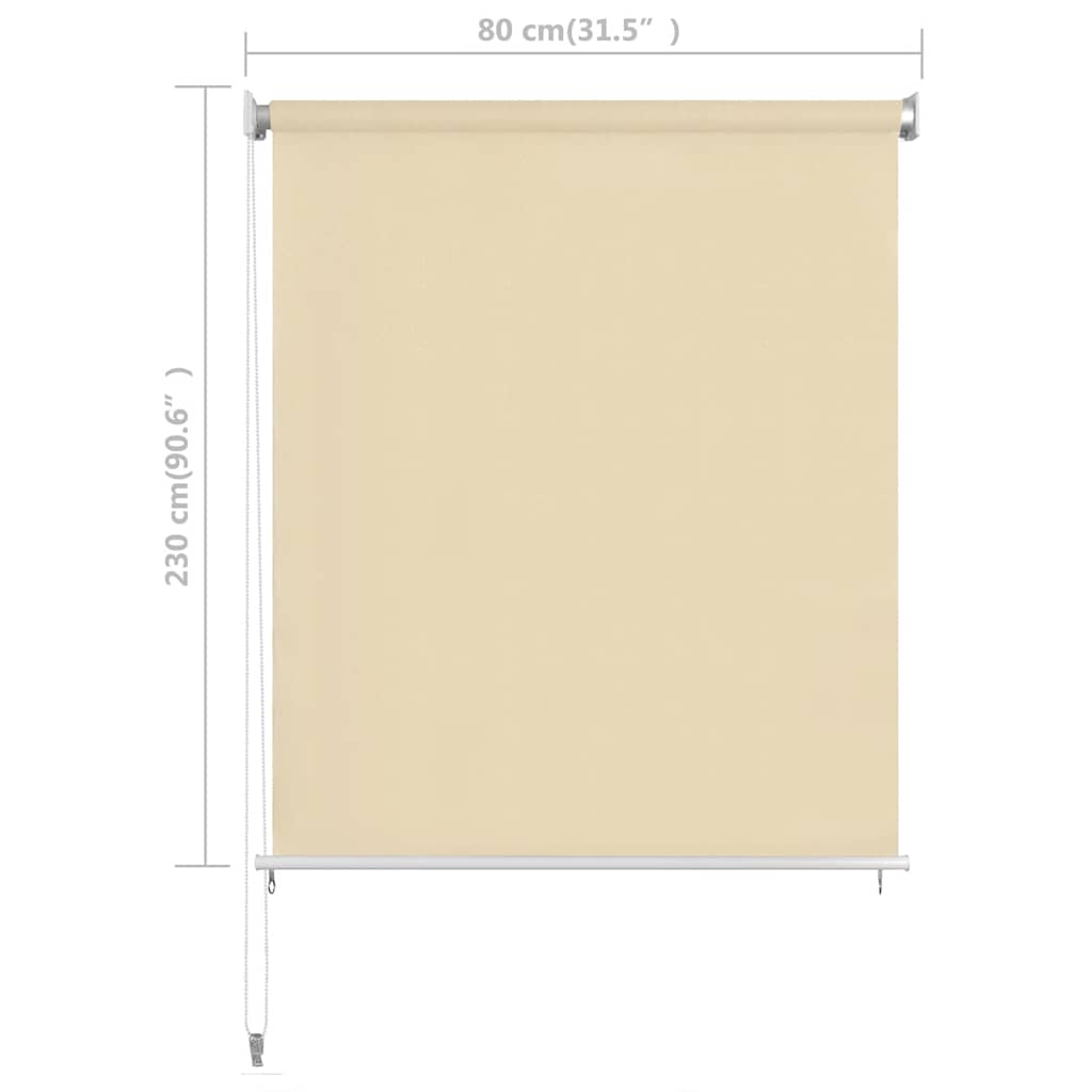 Outdoor Roller Blind Cream 80x230 cm HDPE
