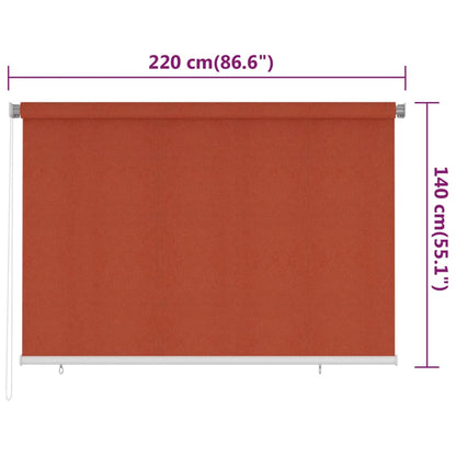 Outdoor Roller Blind 220x140 cm Terracotta HDPE
