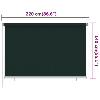 Outdoor Roller Blind 220x140 cm Dark Green HDPE
