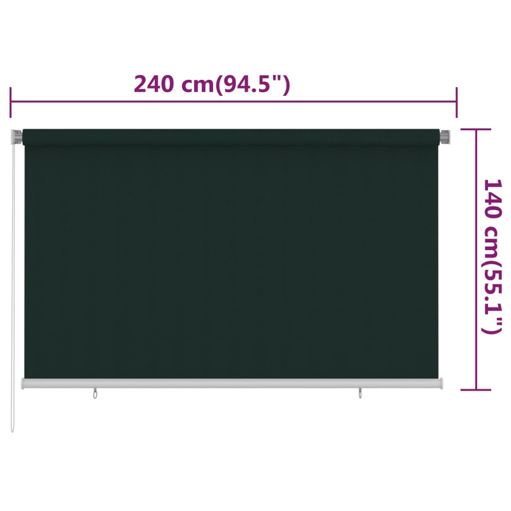 Outdoor Roller Blind 240x140 cm Dark Green HDPE