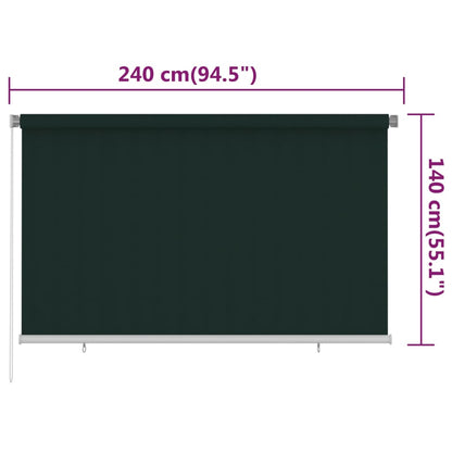 Outdoor Roller Blind 240x140 cm Dark Green HDPE