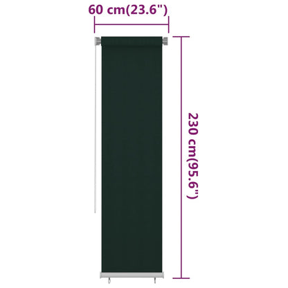 Outdoor Roller Blind 60x230 cm Dark Green HDPE