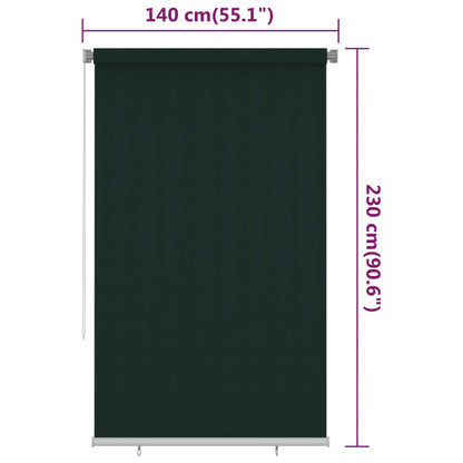 Outdoor Roller Blind 140x230 cm Dark Green HDPE