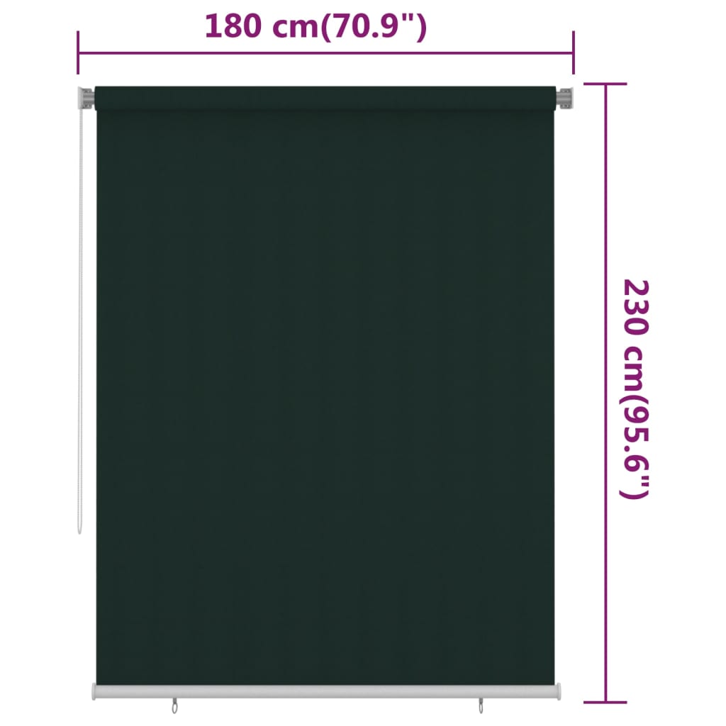 Outdoor Roller Blind 180x230 cm Dark Green HDPE