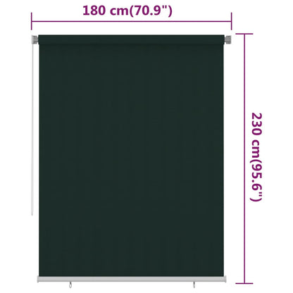 Outdoor Roller Blind 180x230 cm Dark Green HDPE