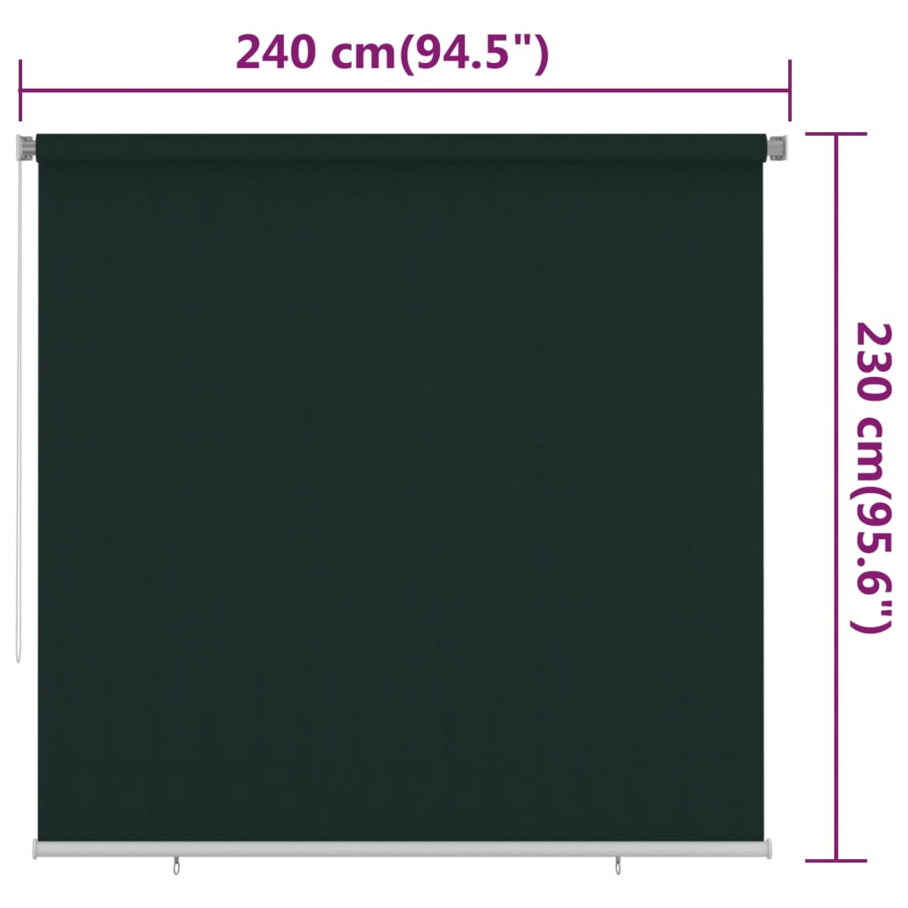Outdoor Roller Blind 240x230 cm Dark Green HDPE