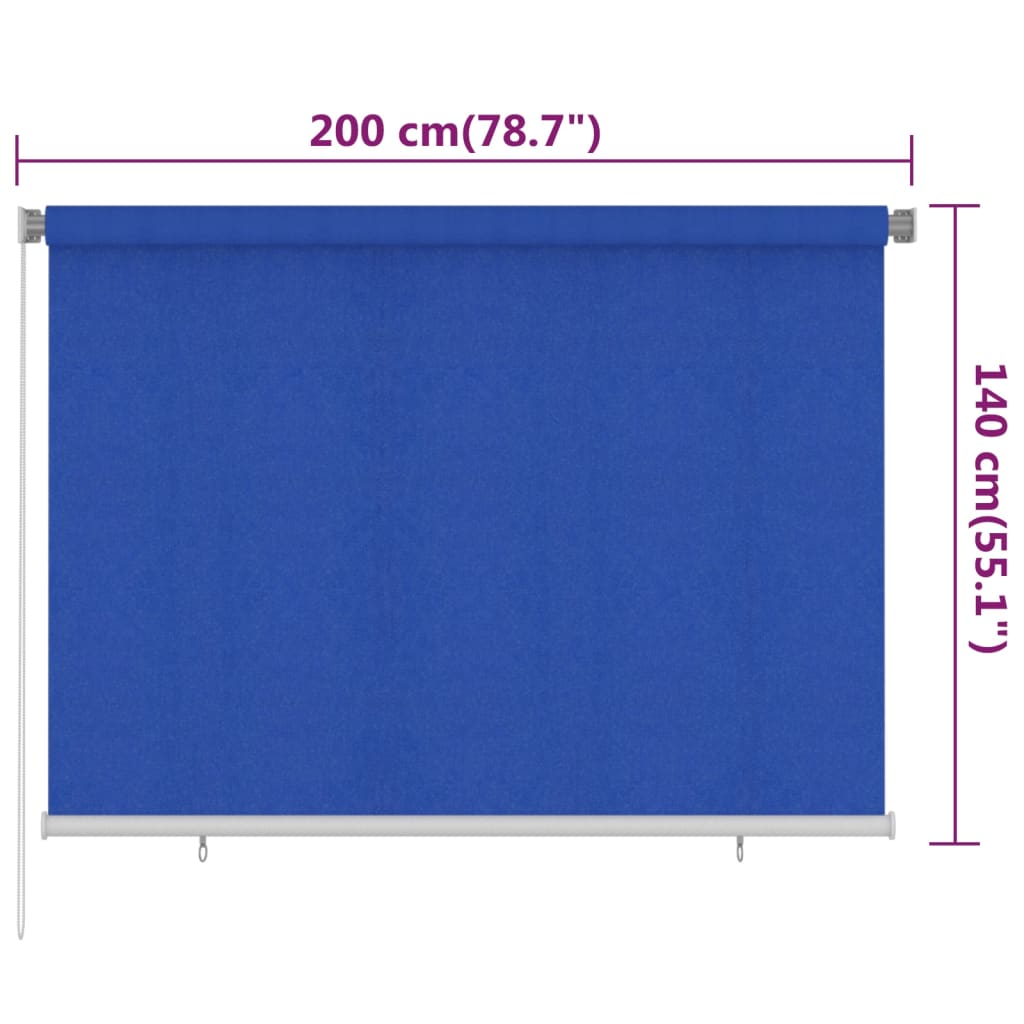 Outdoor Roller Blind 200x140 cm Blue HDPE