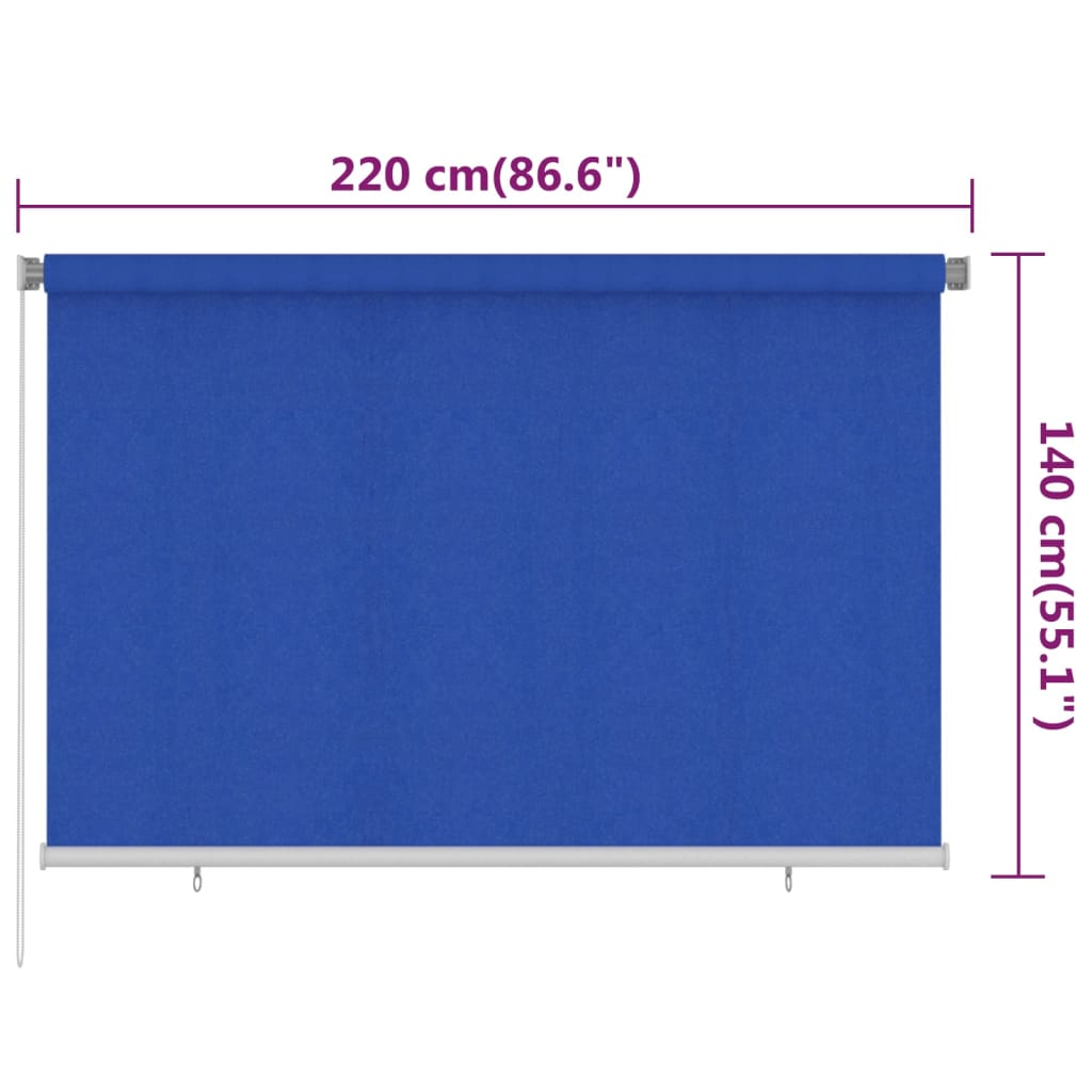 Outdoor Roller Blind 220x140 cm Blue HDPE