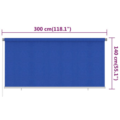 Outdoor Roller Blind 300x140 cm Blue HDPE