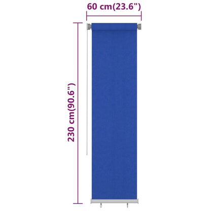 Outdoor Roller Blind 60x230 cm Blue HDPE