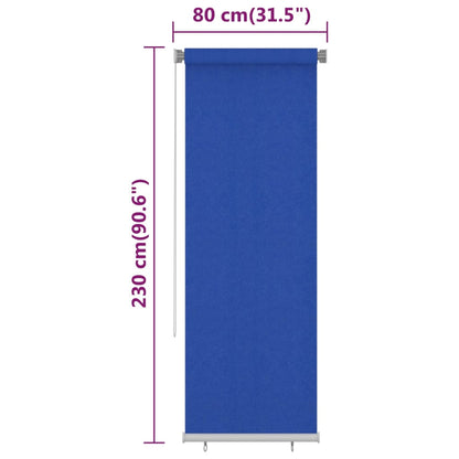 Outdoor Roller Blind 85(W)x230(H) cm Blue HDPE