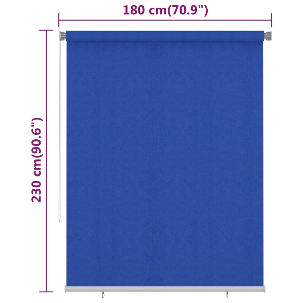 Outdoor Roller Blind 180x230 cm Blue HDPE