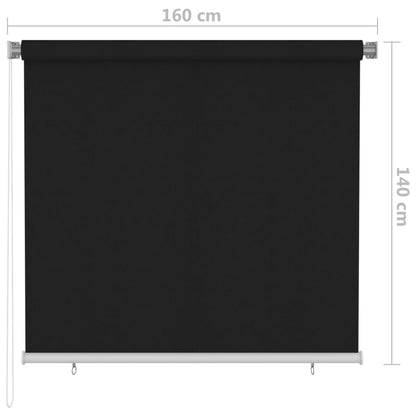 Roller Blind | Black | High-density polyethylene (HDPE) | 160x140 cm