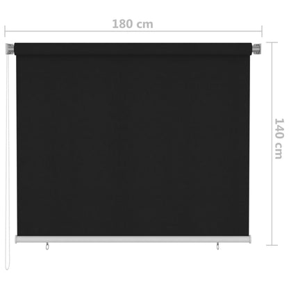 Outdoor Roller Blind 180x140 cm Black