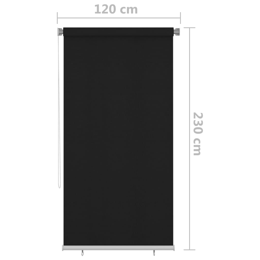 Roller Blind | Black | High-density polyethylene (HDPE) | 120 x 230 cm