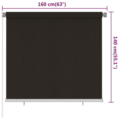 Outdoor Roller Blind 160x140 cm Brown HDPE