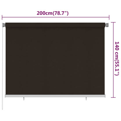 Outdoor Roller Blind 205(W)x140(H) cm Brown HDPE