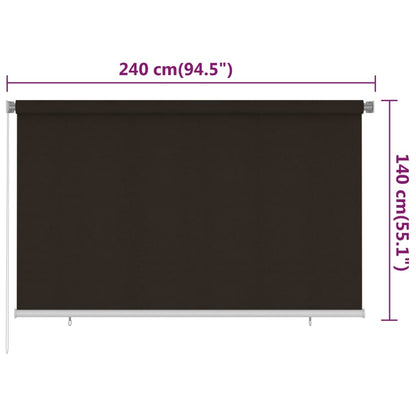 Outdoor Roller Blind 240x140 cm Brown HDPE