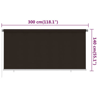 Outdoor Roller Blind 300x140 cm Brown HDPE