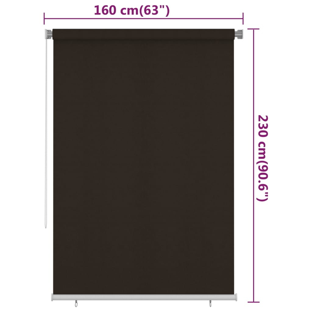 Outdoor Roller Blind 160x230 cm Brown HDPE