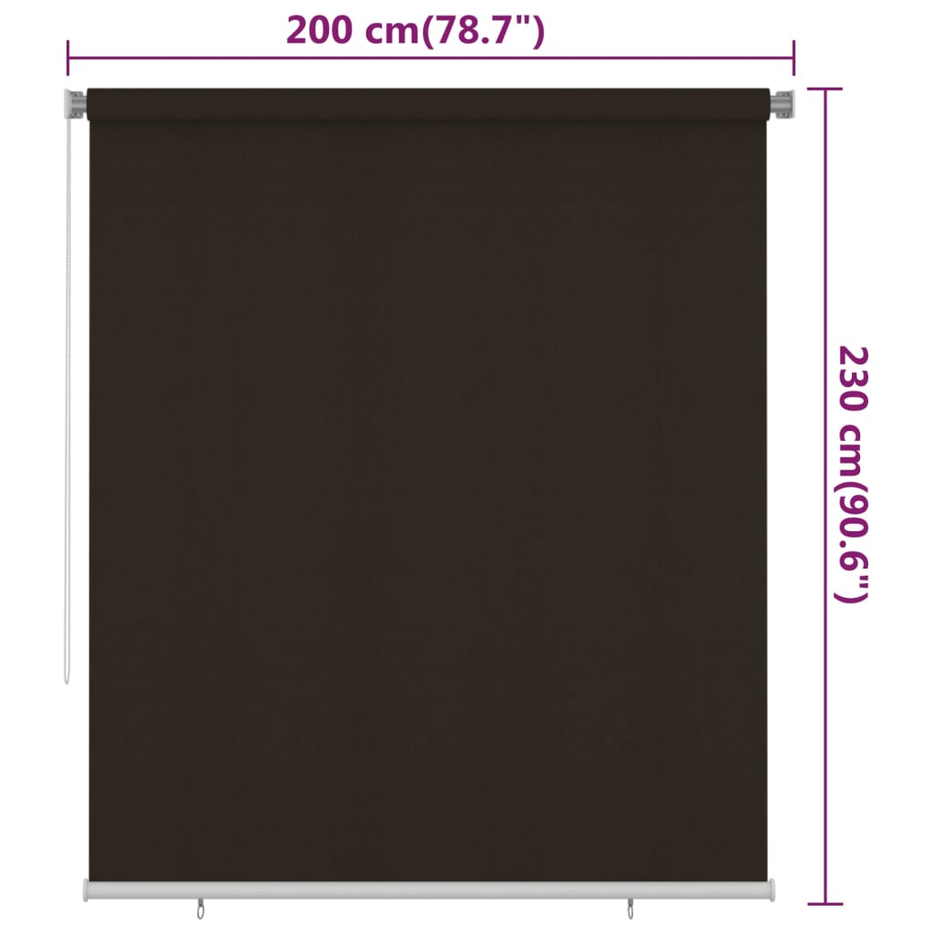 Outdoor Roller Blind 200x230 cm Brown HDPE
