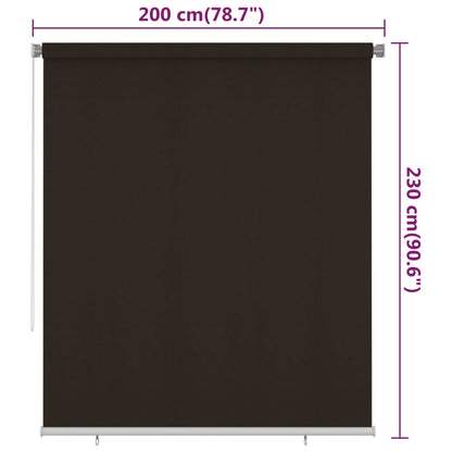 Outdoor Roller Blind 200x230 cm Brown HDPE