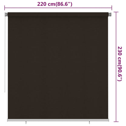 Outdoor Roller Blind 220x230 cm Brown HDPE