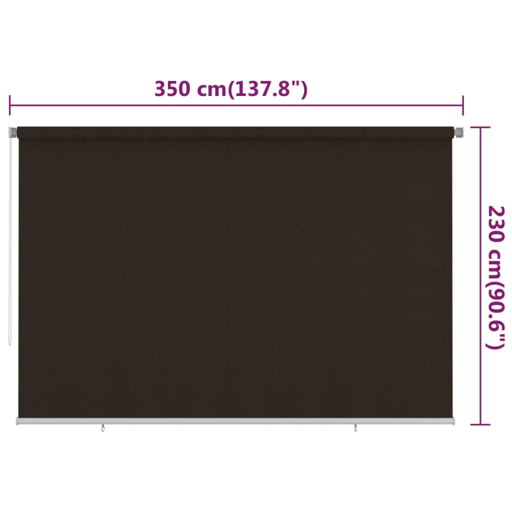 Outdoor Roller Blind 350x230 cm Brown HDPE