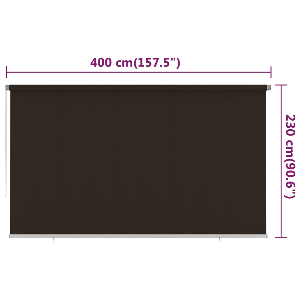 Outdoor Roller Blind 400x230 cm Brown HDPE