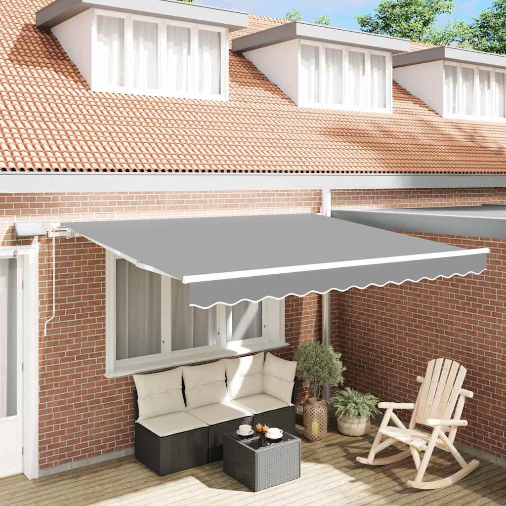 Awning Frame with LED Strip Lights White 350 x 250 cm Aluminium